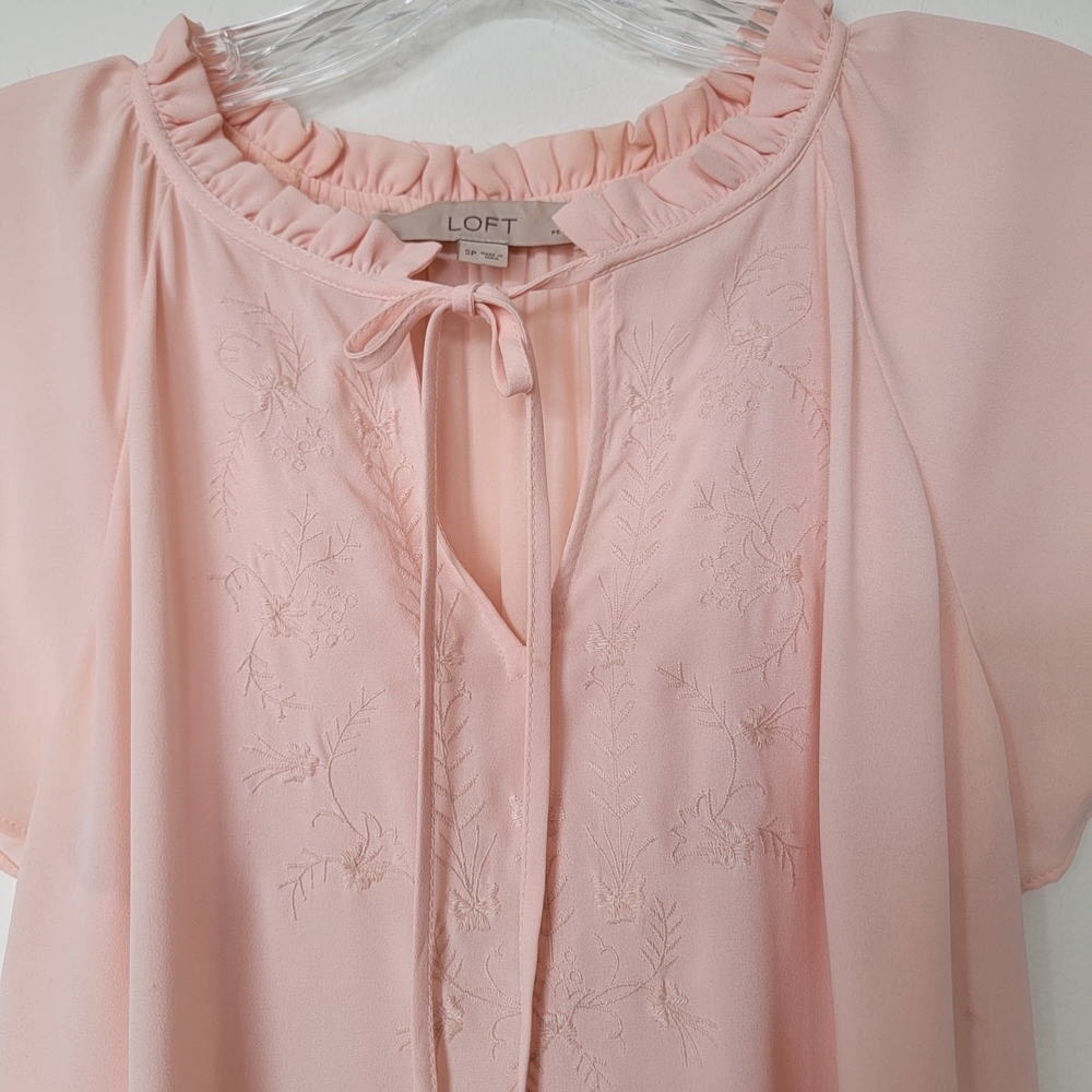 LOFT Blush Pink Flutter Sleeve Blouse - Picture 6 of 7